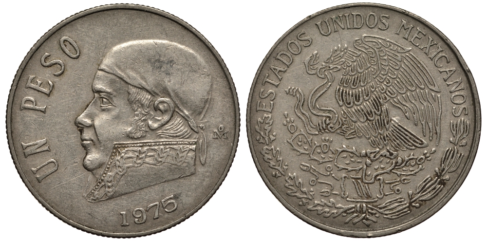 Мексика 1 песо 1975 Хосе Мария Морелос KM 460 медно-никель VF 215-916
