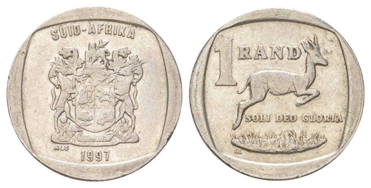 ЮАР 1 ранд 1997 KM 164 медь плакированная никелем 4627-332