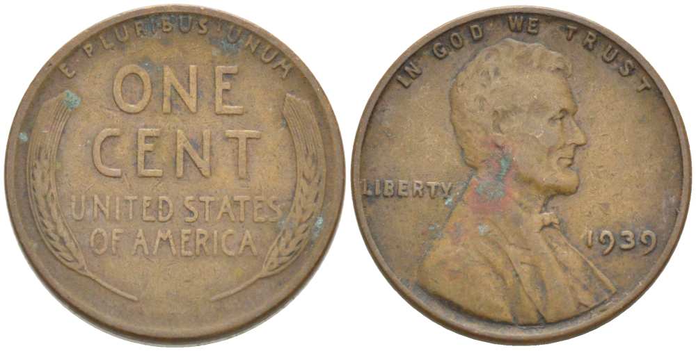 США 1 ЦЕНТ 1939 ЛИНКОЛЬН KM 132 бронза 218-359