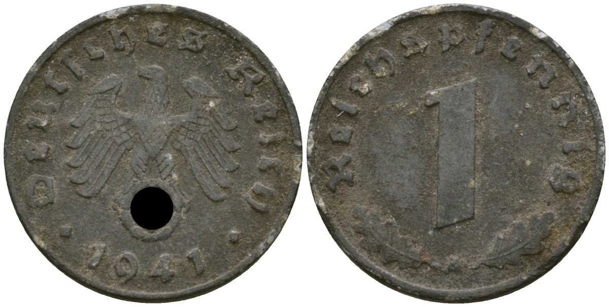 Германия 1 рейхспфенниг 1941 A KM 97, J. 369 цинк 4174-251
