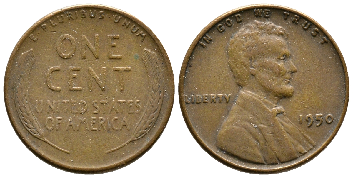 США 1 ЦЕНТ 1950 ЛИНКОЛЬН KM А132 медь цинк 61-1142