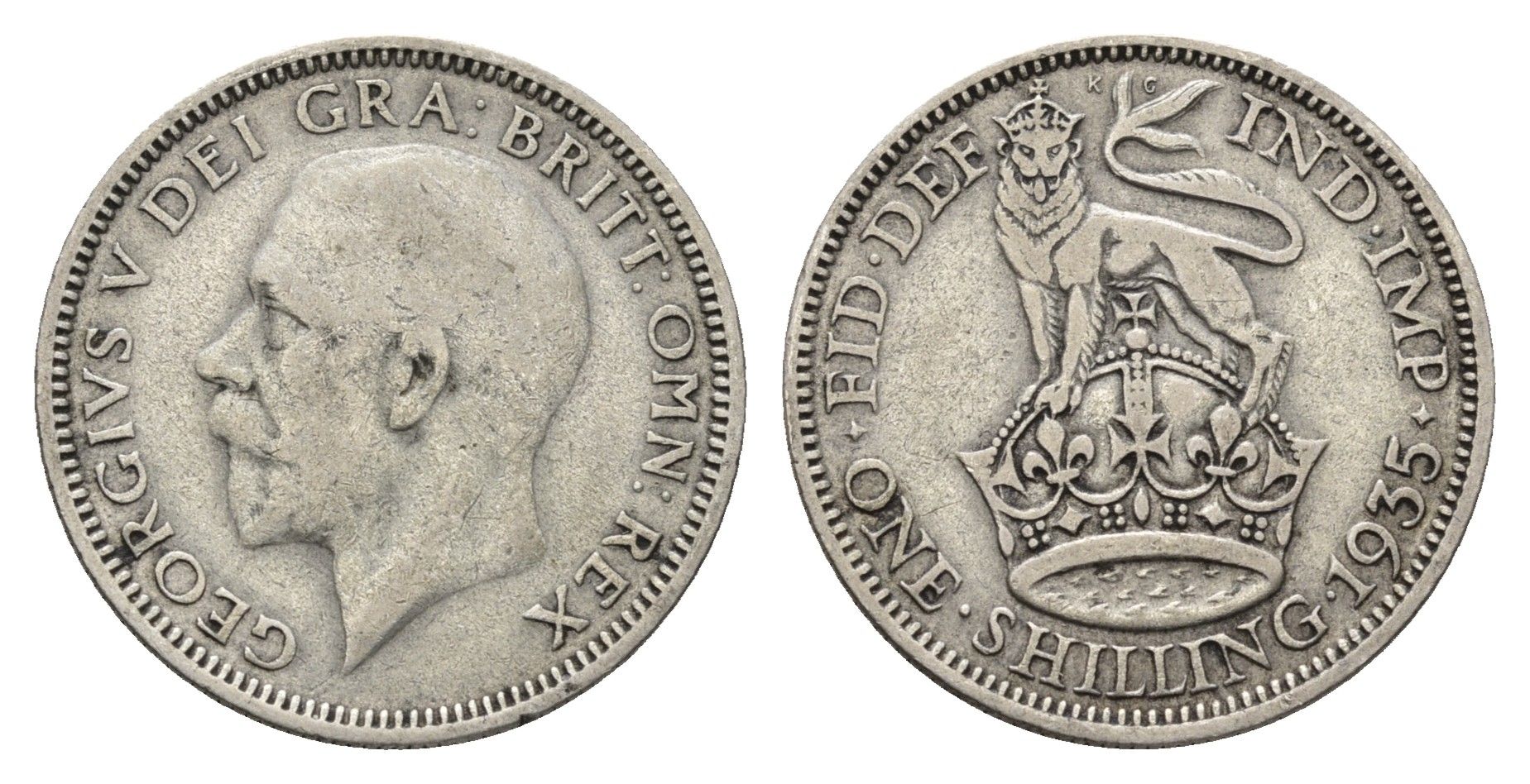 Великобритания 1 шиллинг 1935 Георг V (1910-1936) KM 833, Spink 4039 серебро 4691-755