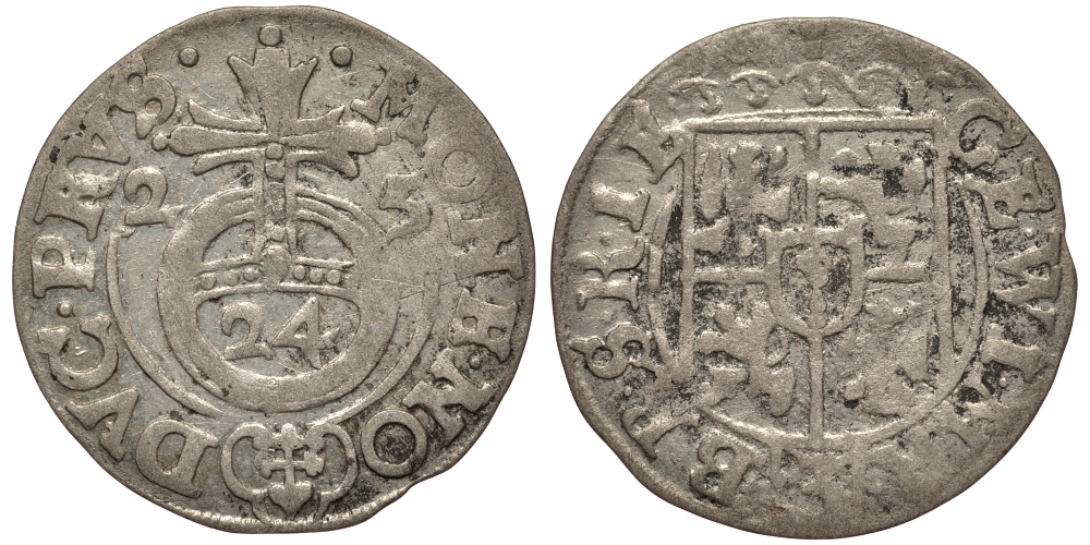 Бранденбург-Пруссия 1/24 талера 1625 Георг Вильгельм (1619-1640), вес 1,01 гр. KM 116.1 серебро 1516-214