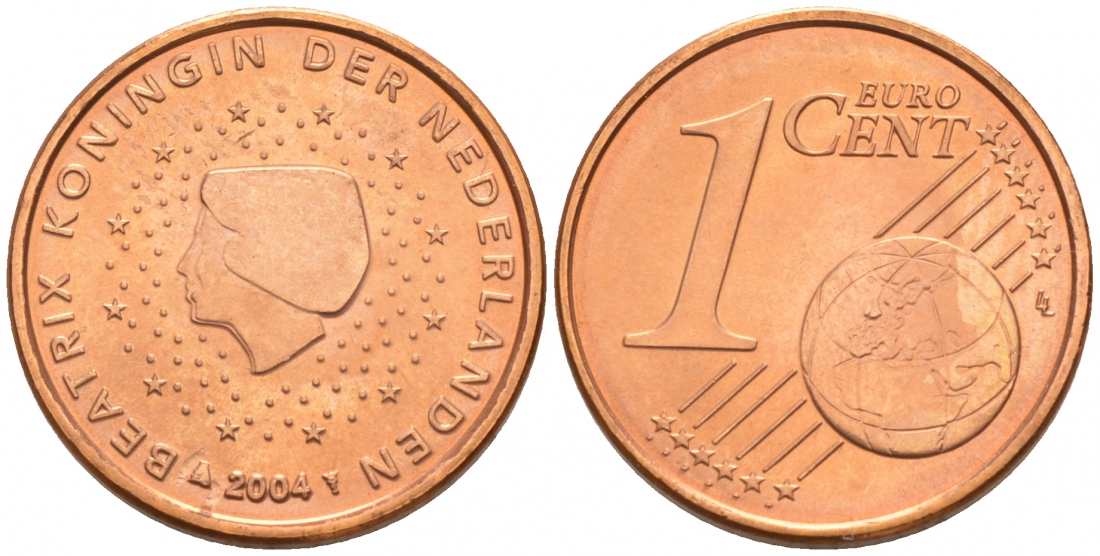НИДЕРЛАНДЫ 1 ЕВРОЦЕНТ 2004 KM 234 сталь плакированная медью UNC 187-112