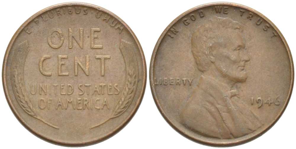 США 1 ЦЕНТ 1946 ЛИНКОЛЬН KM А132 медь цинк 218-947