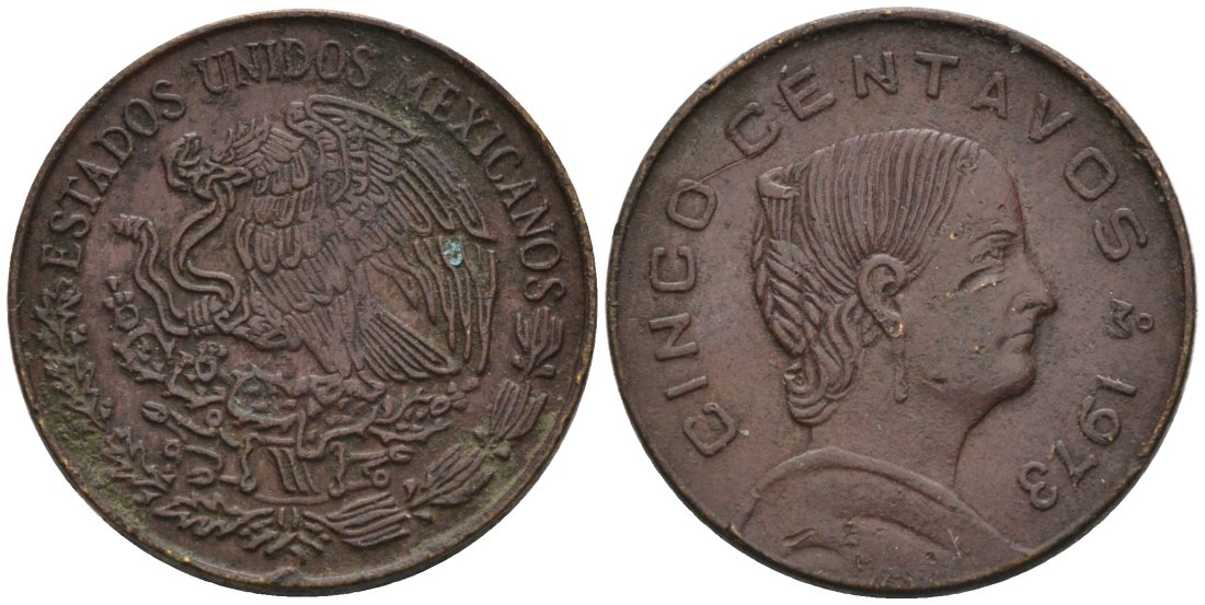 Мексика 5 сентаво 1973 Жозефа Ортис де Домингес KM 427 латунь 4564-944