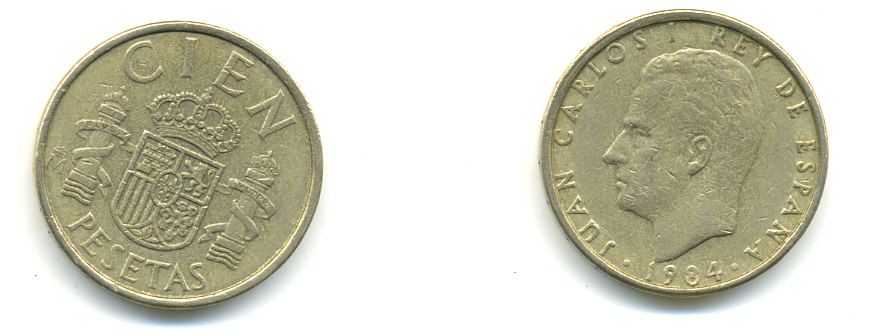 Испания 100 песет 1984 Хуан Карлос I (1975-2014) KM 826 алюминиевая бронза 179-145