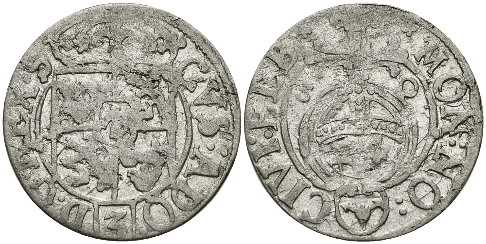 ПОЛЬША ЭЛБИНГ 1/24 ТАЛЕРА 1630 ШВЕДСКИЙ КОРОЛЬ ГУСТАВ АДОЛЬФ KM 11 серебро 540-264