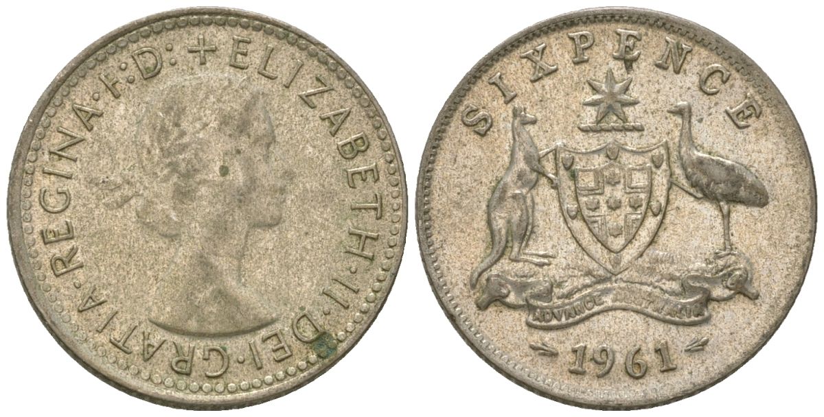 Австралия 6 пенсов 1961 Елизавета II (1952-2022) KM 58 серебро 4615-1021