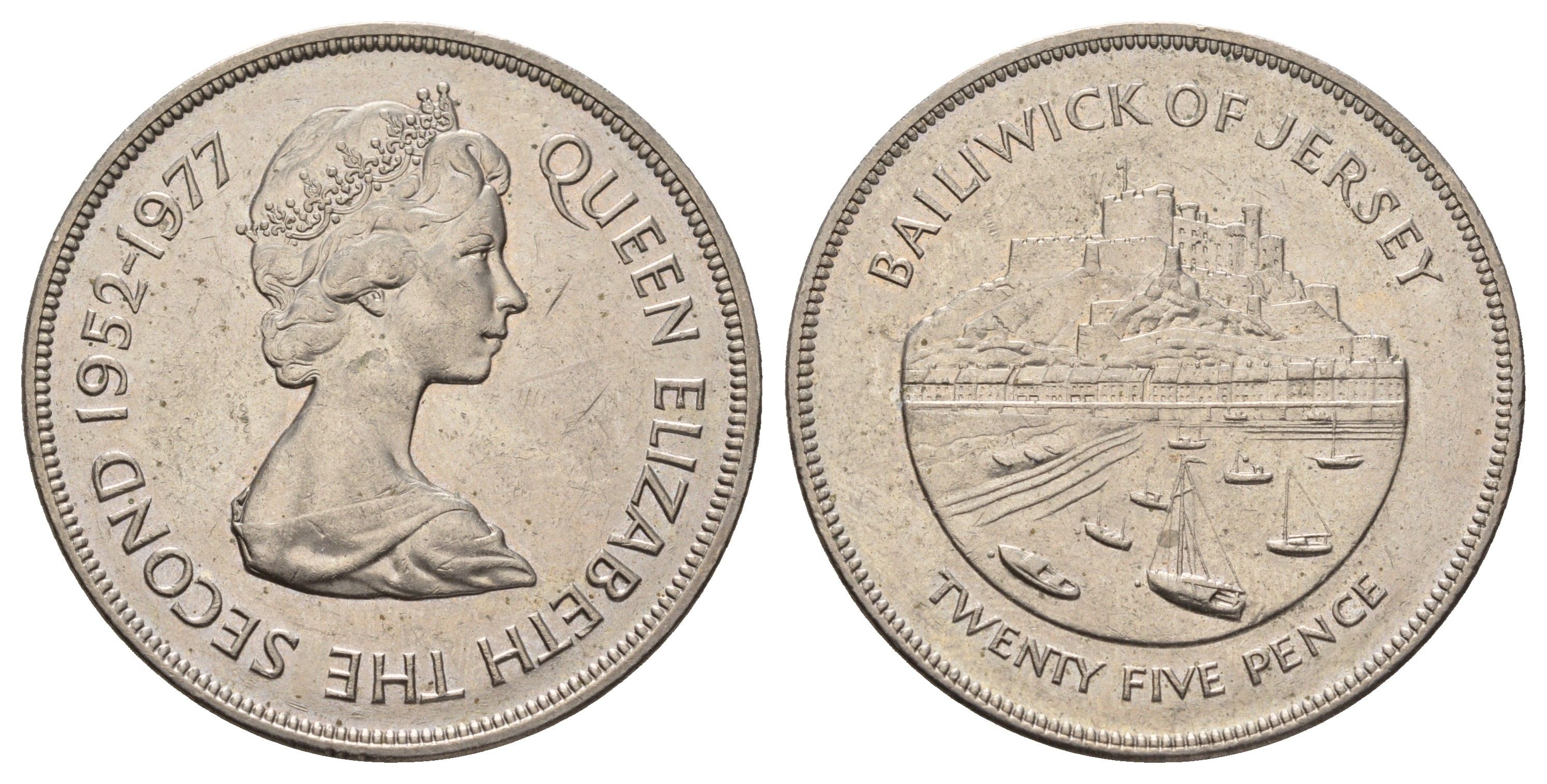Джерси 25 пенсов 1977 25 лет правления Елизаветы II KM 44 медно-никель 74-1324