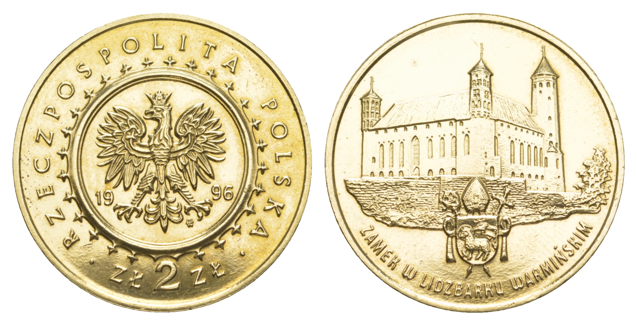 Польша 2 злотых 1996 MW, Замок Лидзбарк-Варминьский KM 313 нордик  UNC  413-5444