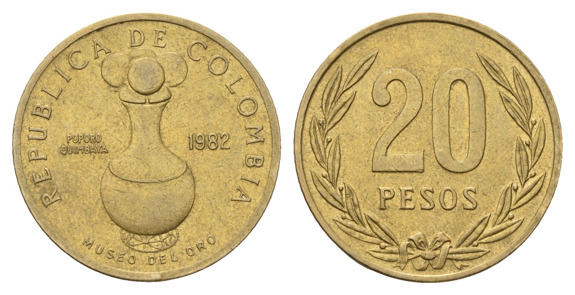 Колумбия 20 песо 1982 KM 271 алюминиевая бронза 4698-151