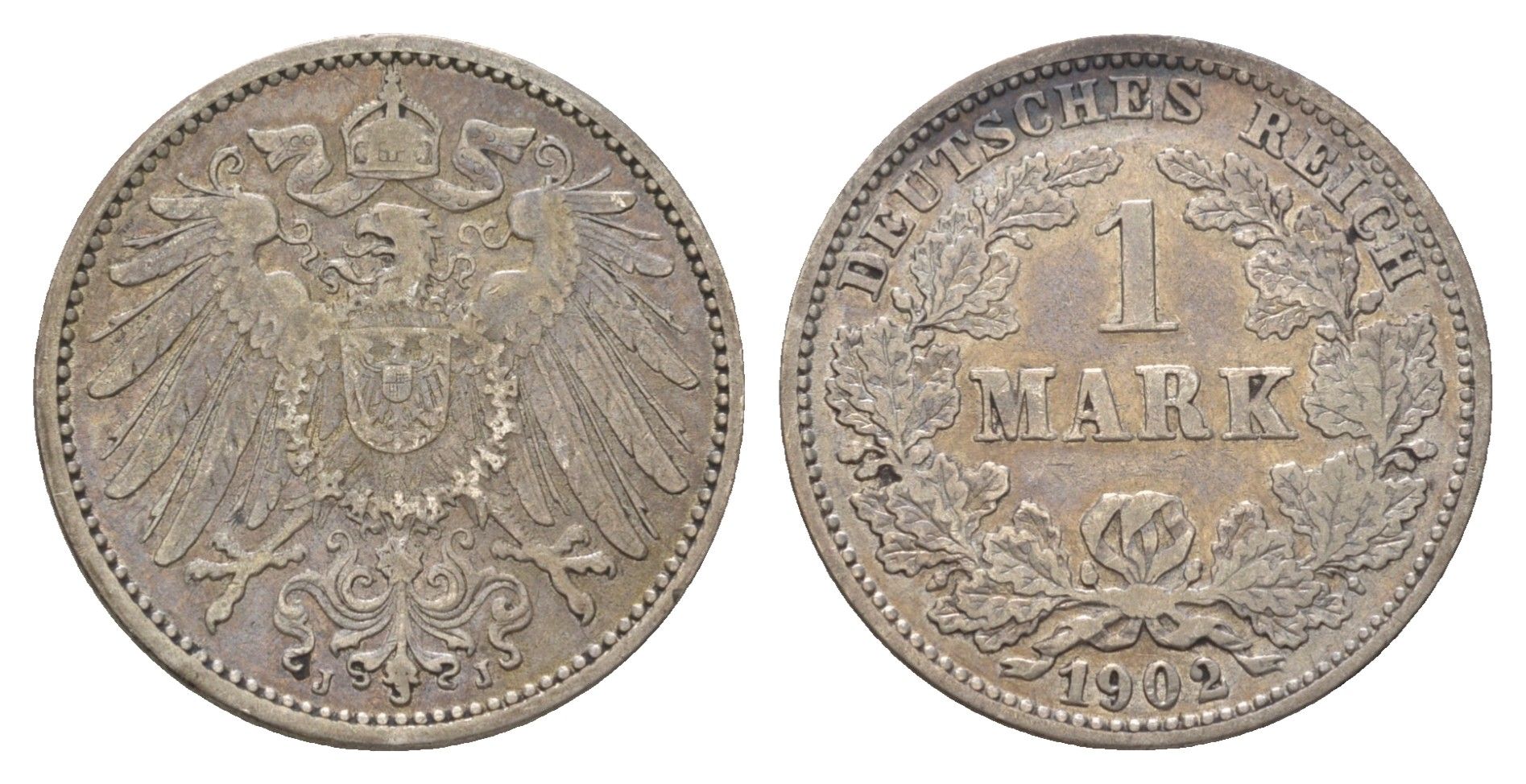Германия 1 марка 1902 J, Вильгельм II (1888-1918) KM 14, J. 17 серебро 4626-151