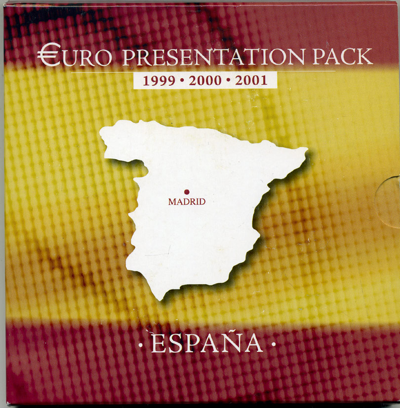 Испания набор из 3 евронаборов по 8 монет 1999-2001 оригинальный официальный набор из трех евронаборов, в картонном буклете    UNC  7-6-1-06