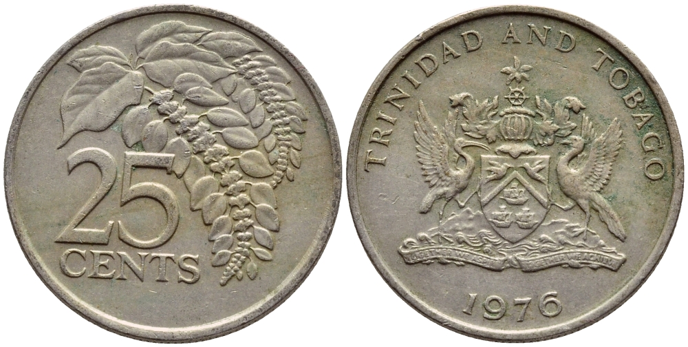 Тринидад и Тобаго 25 центов 1976 цветок дикая пуансеттия KM 28 медно-никель 4396-719