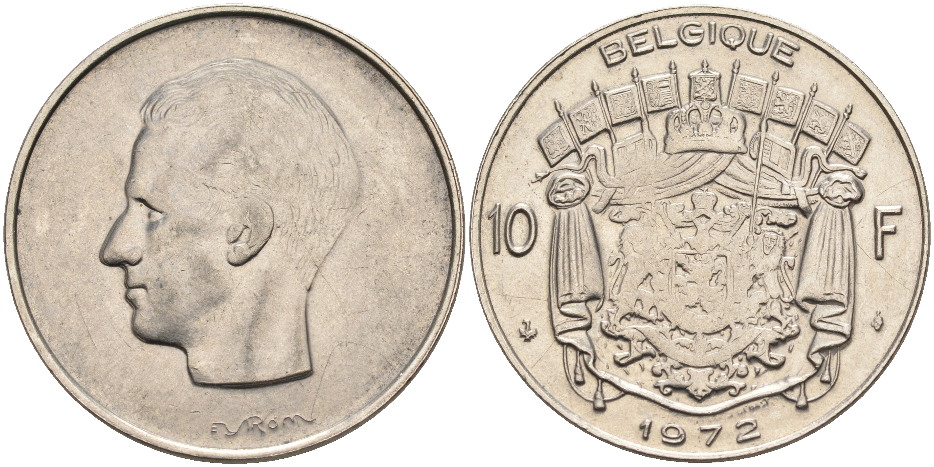 Бельгия 10 франков 1972 Belgique, Бодуэн I (1951-1993) KM 155.1 никель    4595-555