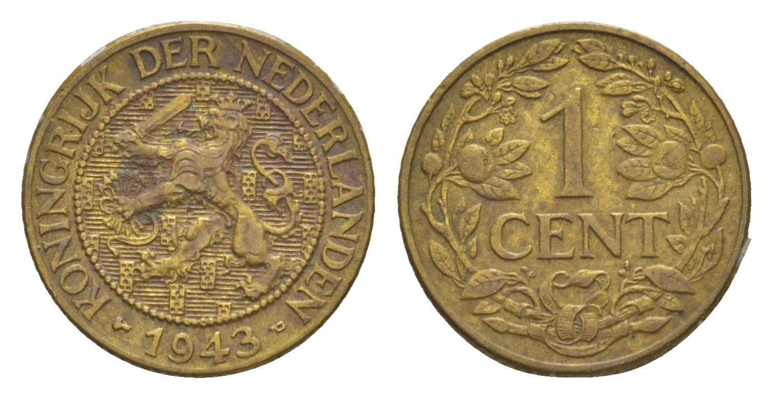 Суринам 1 цент 1943 KM 10 латунь 75-569