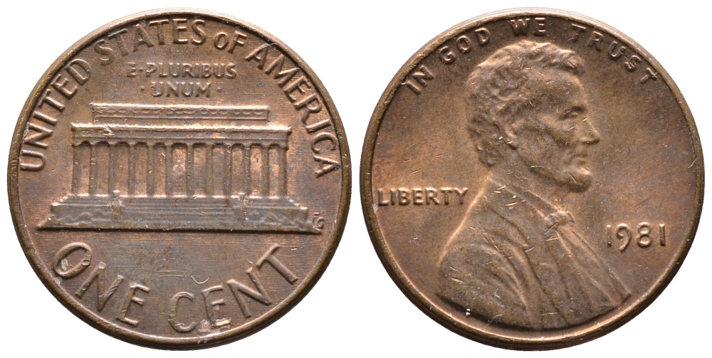 США 1 ЦЕНТ 1981 ЛИНКОЛЬН KM 201 медь цинк 4364-916