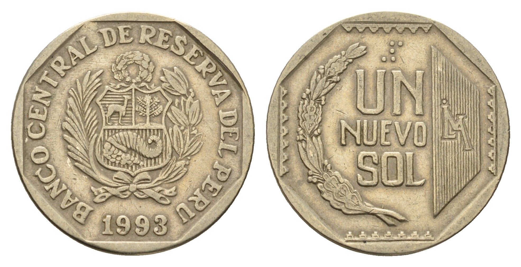 Перу 1 соль 1993 KM 308 медно-никель 4114-1155