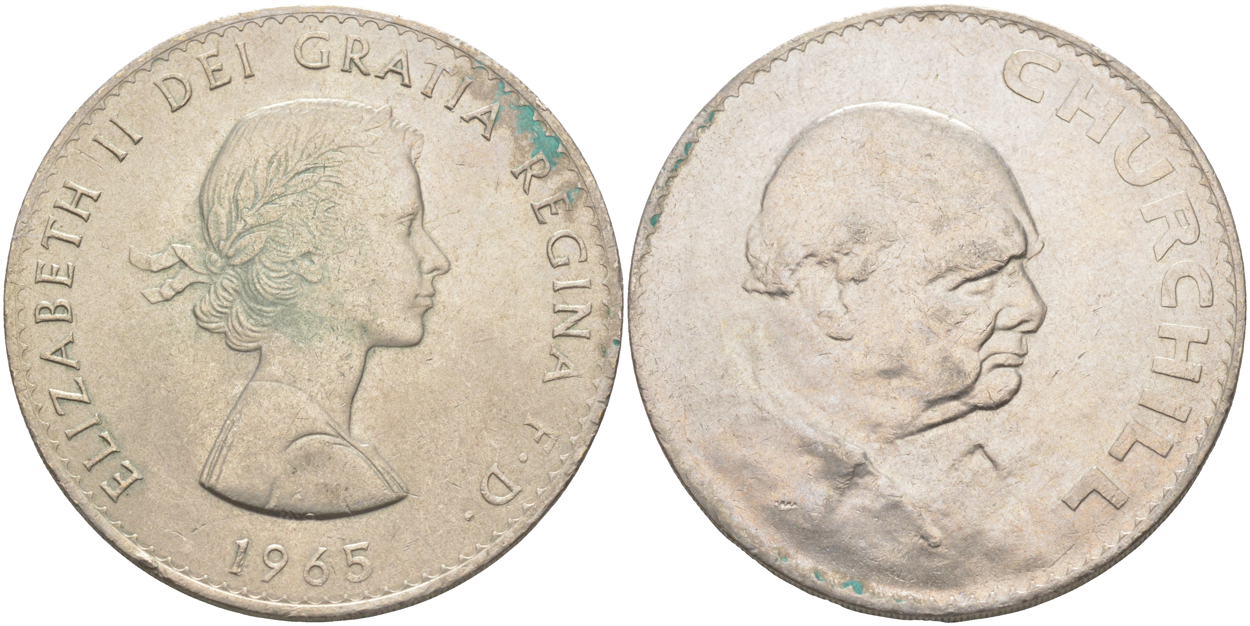 Великобритания 1 крона (5 шиллингов) 1965 Уинстон Черчилль, Елизавета II (1952-2022) KM 910, Spink 4144 медно-никель 4552-415