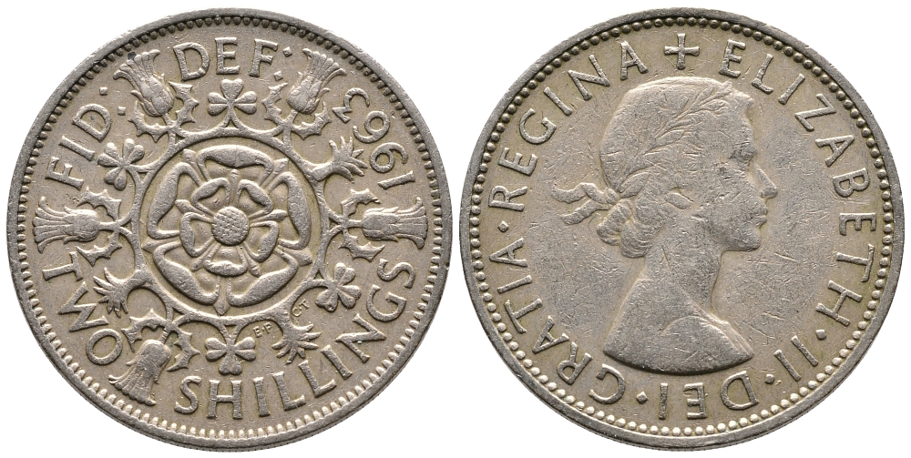 Великобритания 2 шиллинга (флорин) 1963 Елизавета II (1952-2022) KM 906, Spink 4146 медно-никель 4680-731