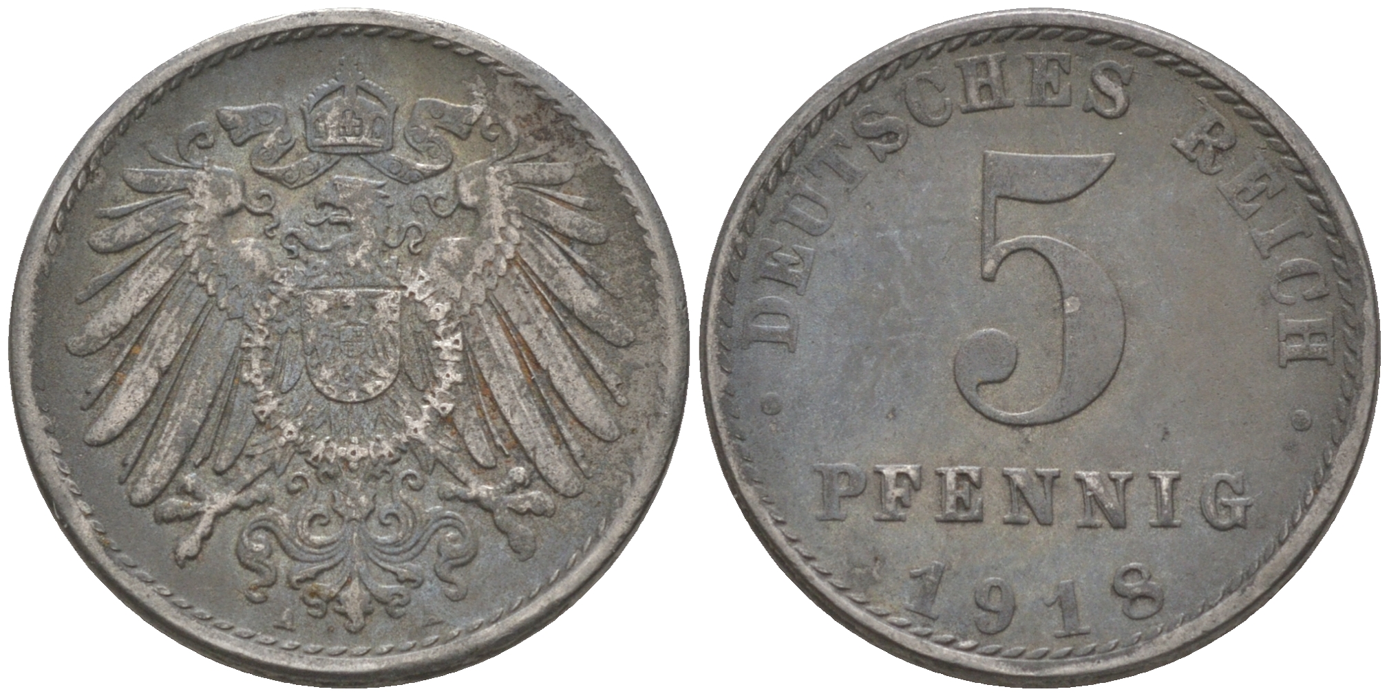 ГЕРМАНИЯ 5 ПФЕННИГОВ 1918 А KM 19, J. 297 железо 188-738