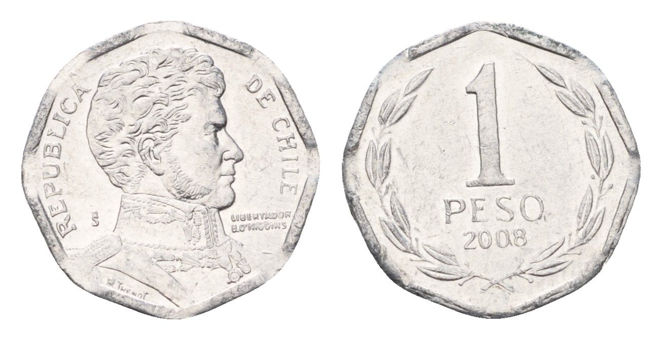 Чили 1 песо 2008 KM 231 алюминий UNC 4689-214