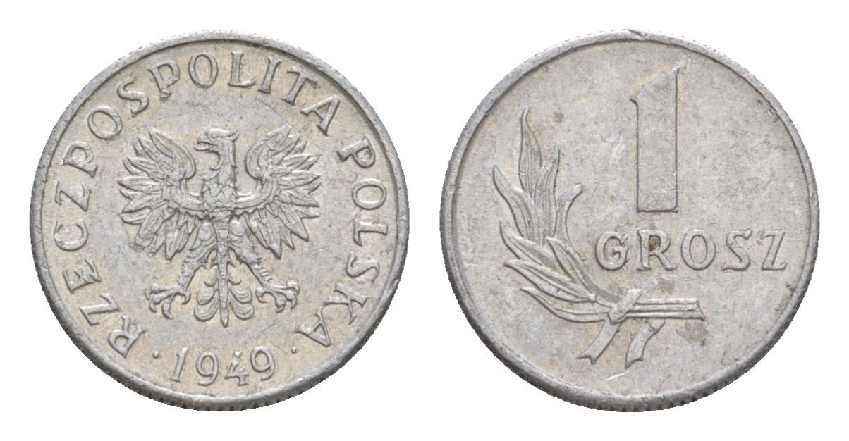 Польша 1 грош 1949 Y 39 алюминий aUNC 4636-369