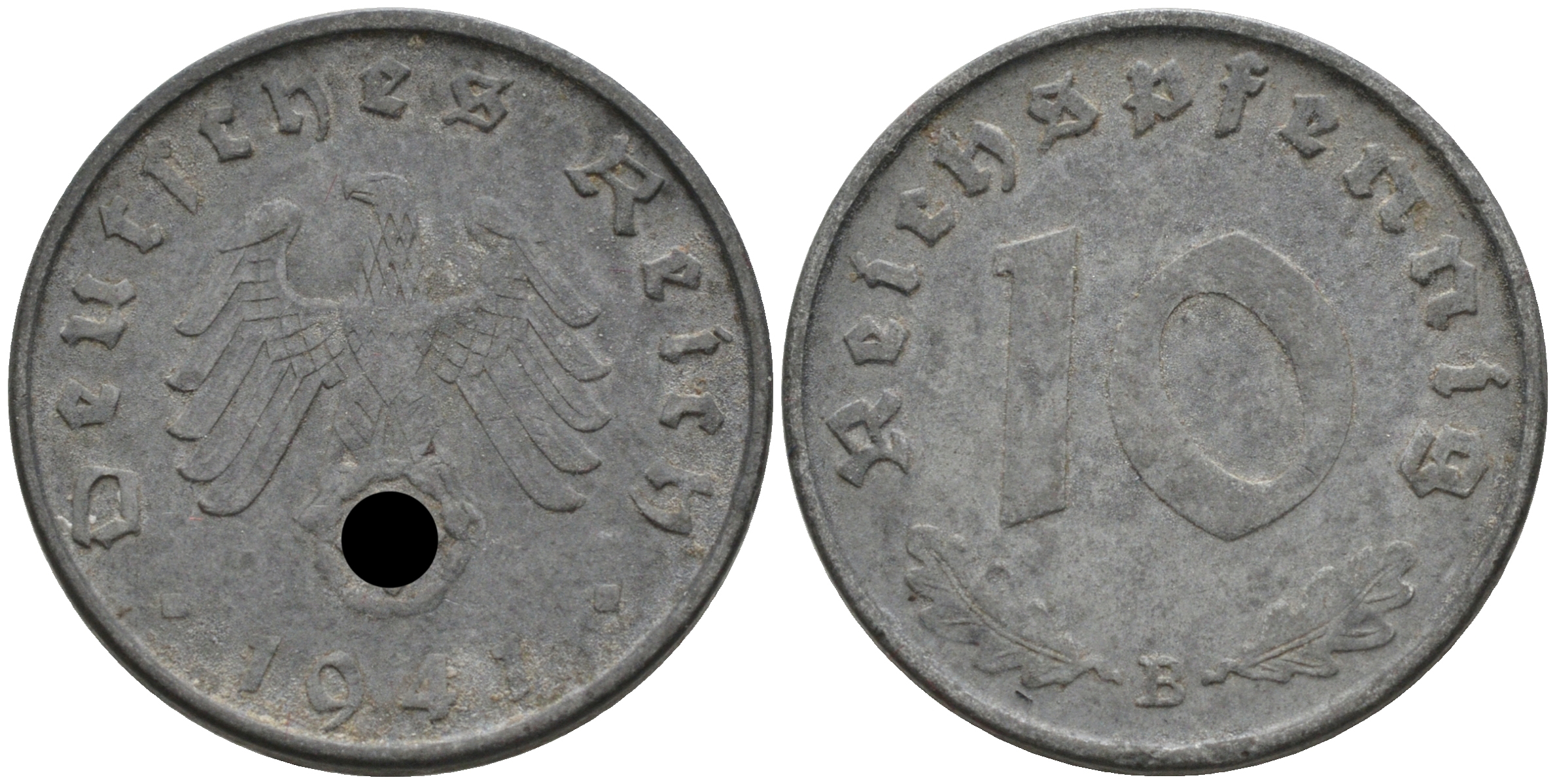 Германия 10 рейхспфеннигов 1941 B KM 101, J. 371 цинк 75-236