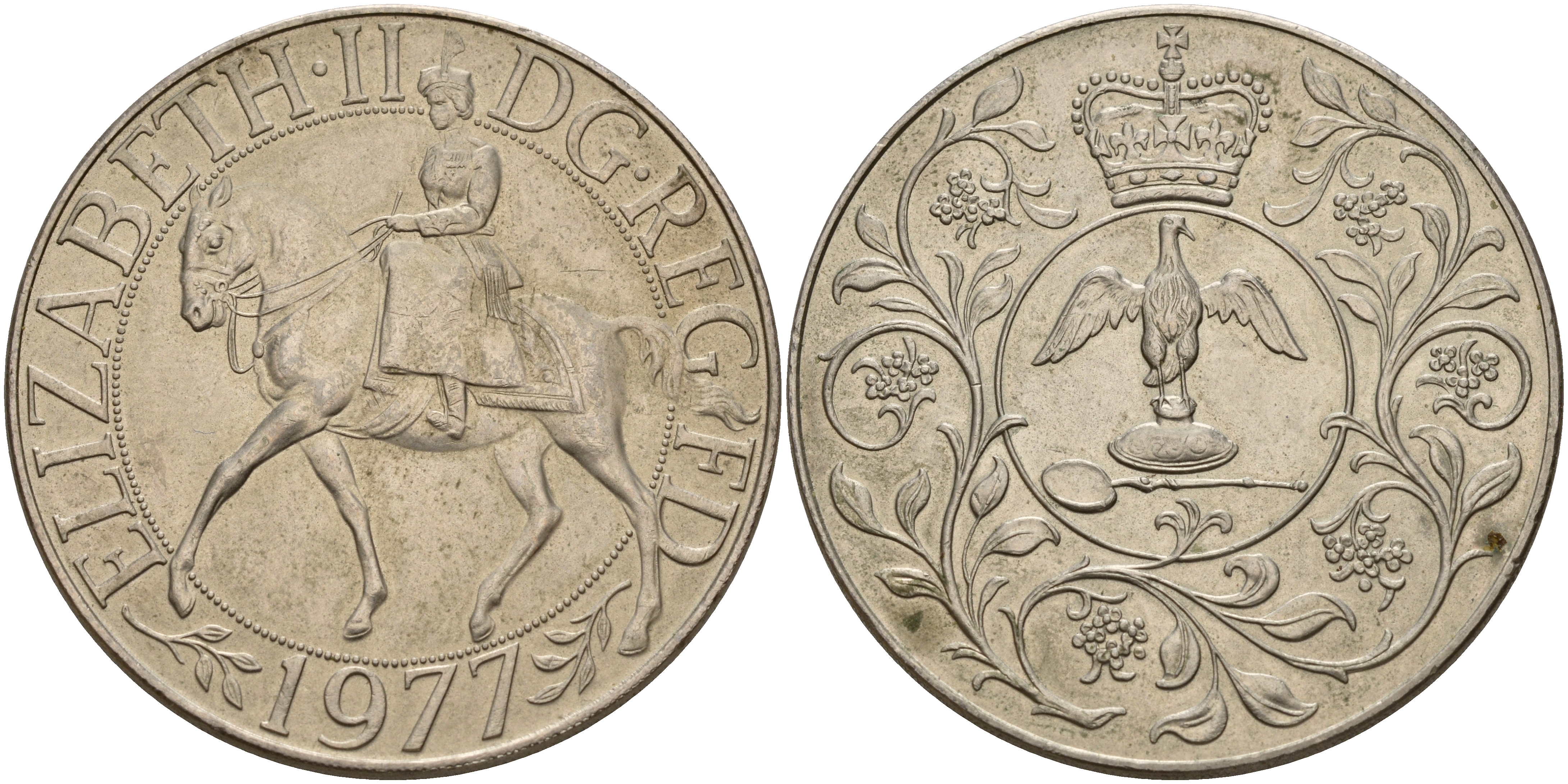 Великобритания 25 пенсов 1977 25 лет со дня коронации Елизаветы, Елизавета II (1952-2022) KM 894, Spink 4136 медно-никель  UNC  4578-523