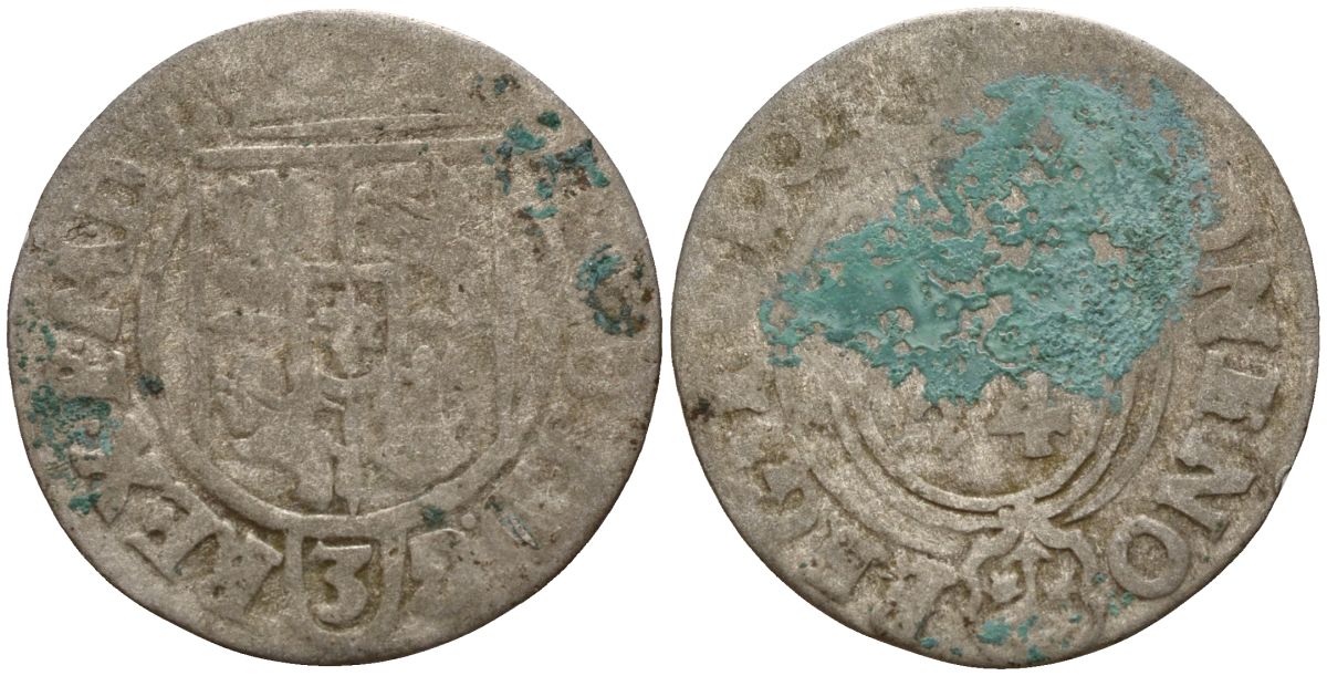 Польша 3 полкера (3 полторака - 1 крейцер) ND (1620-1627) Сигизмунд III Ваза (1587-1632) KM 41 серебро 4158-745