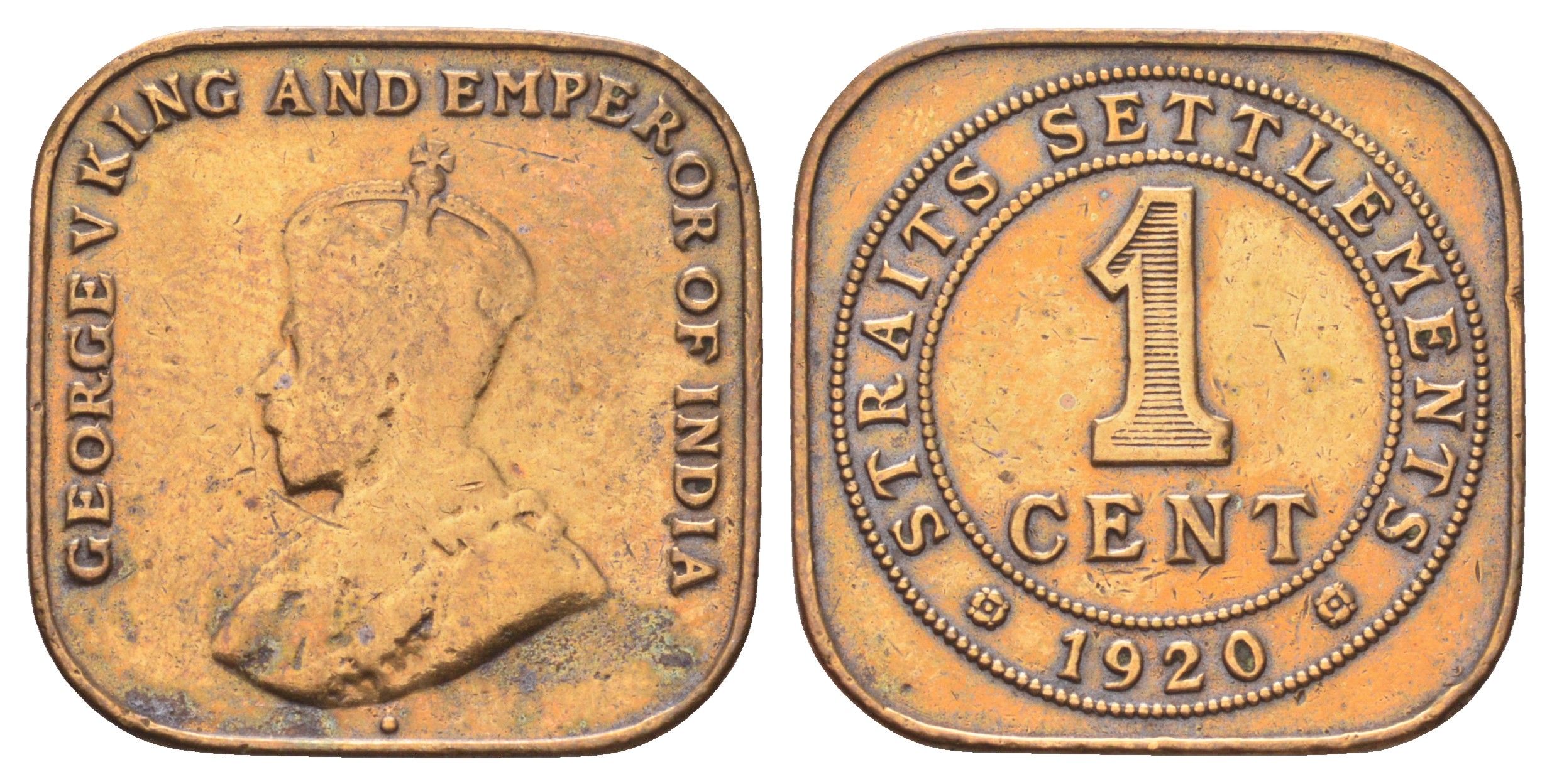Стрейтс-Сетлментс (Стрейтс Сетлментс) 1 цент 1920 Георг V (1910-1936) KM 32 бронза 4697-1258