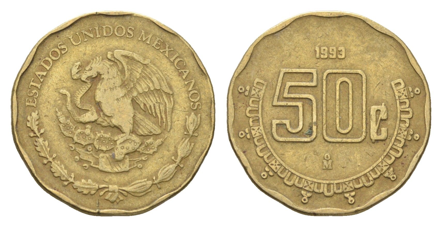 Мексика 50 сентаво 1993 KM 549 алюминиевая бронза 4664-762