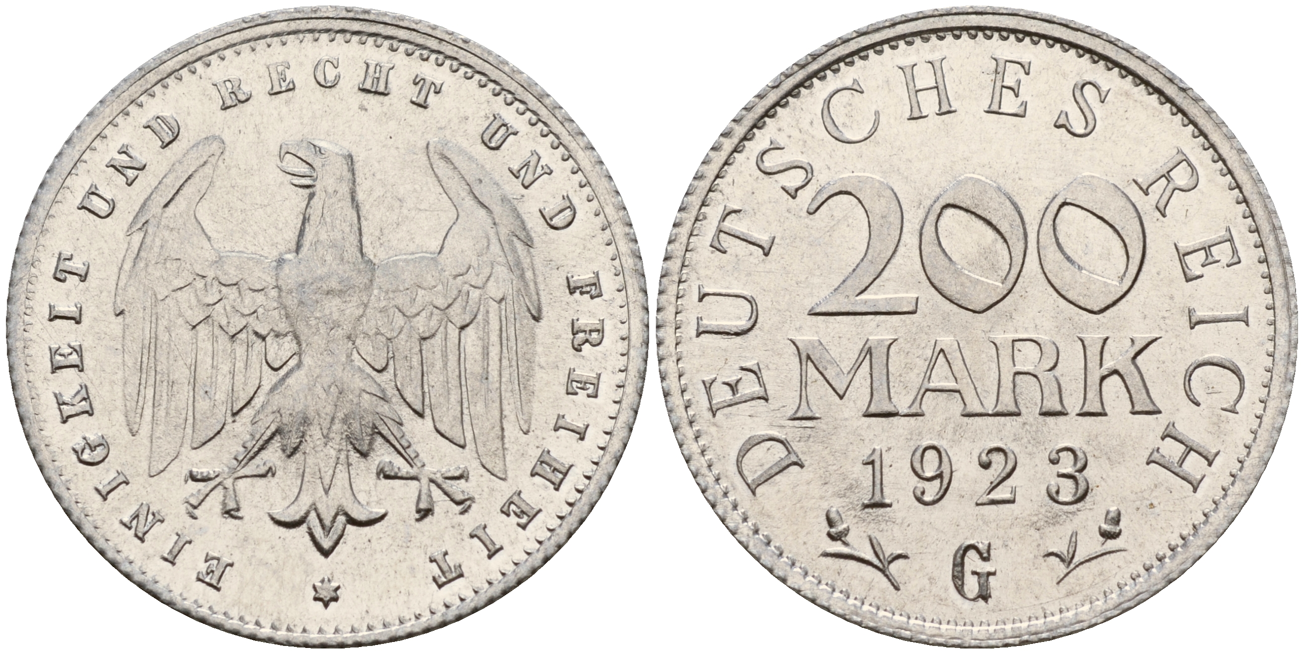 Германия 200 марок 1923 G KM 35, J. 304 алюминий 4595-244