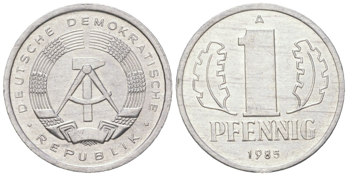 ГДР 1 пфенниг 1985 A KM 8.2 алюминий aUNC 201-633