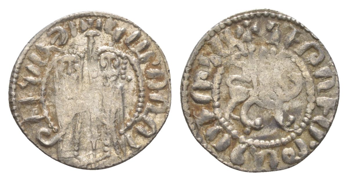 Киликийская Армения трам 1226-1271 Хетум I и царица Забель, держат крест/лев с патриаршим крестом  серебро    1516-331