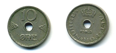 НОРВЕГИЯ 10 ЭРЕ 1925 KM 383 медно-никель 04-1043