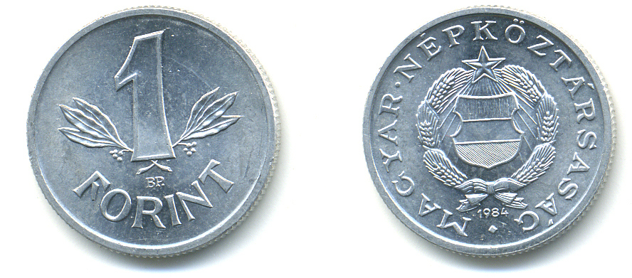 ВЕНГРИЯ 1 ФОРИНТ 1984 НАРОДНАЯ РЕСПУБЛИКА (1949-1989) KM 575 алюминий UNC 83-1344