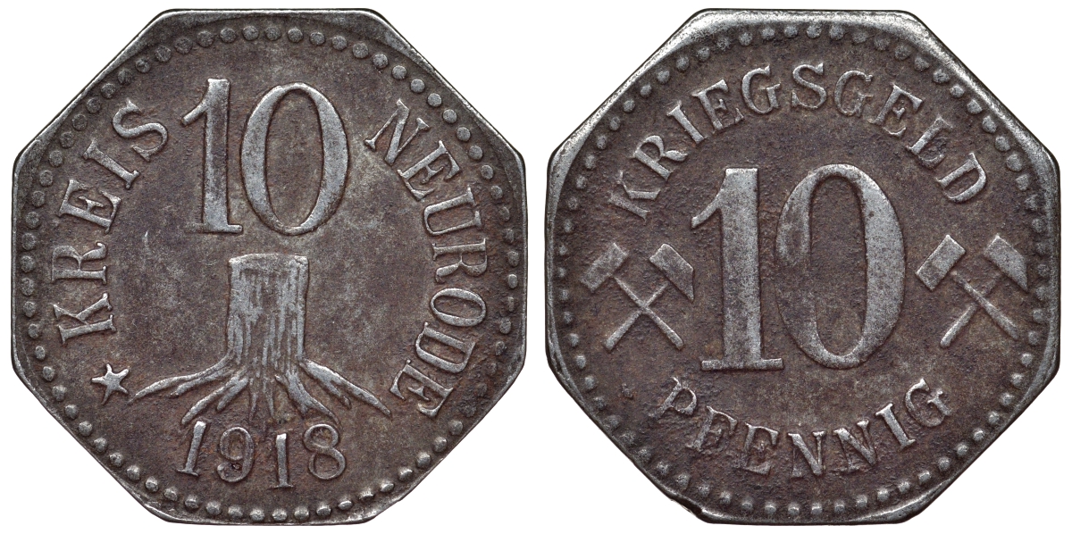 Германия, округ Нейроды 10 пфеннигов 1918 Силезия, Польша, нотгельд J. 620 железо 4119-1244