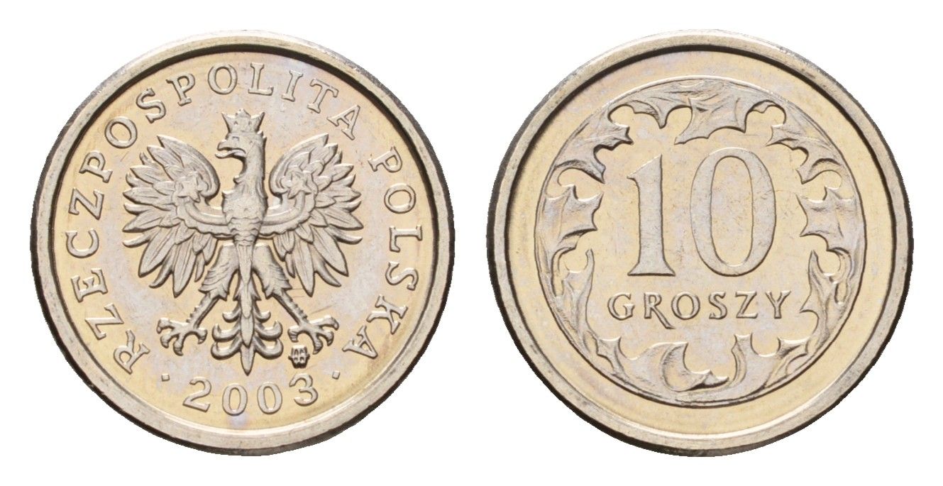 Польша 10 грошей 2003 Y 279 медно-никель UNC 105-1012