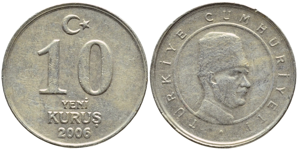 ТУРЦИЯ 10 КУРУШЕЙ 2006 KM 1166 медь никель цинк 4396-546