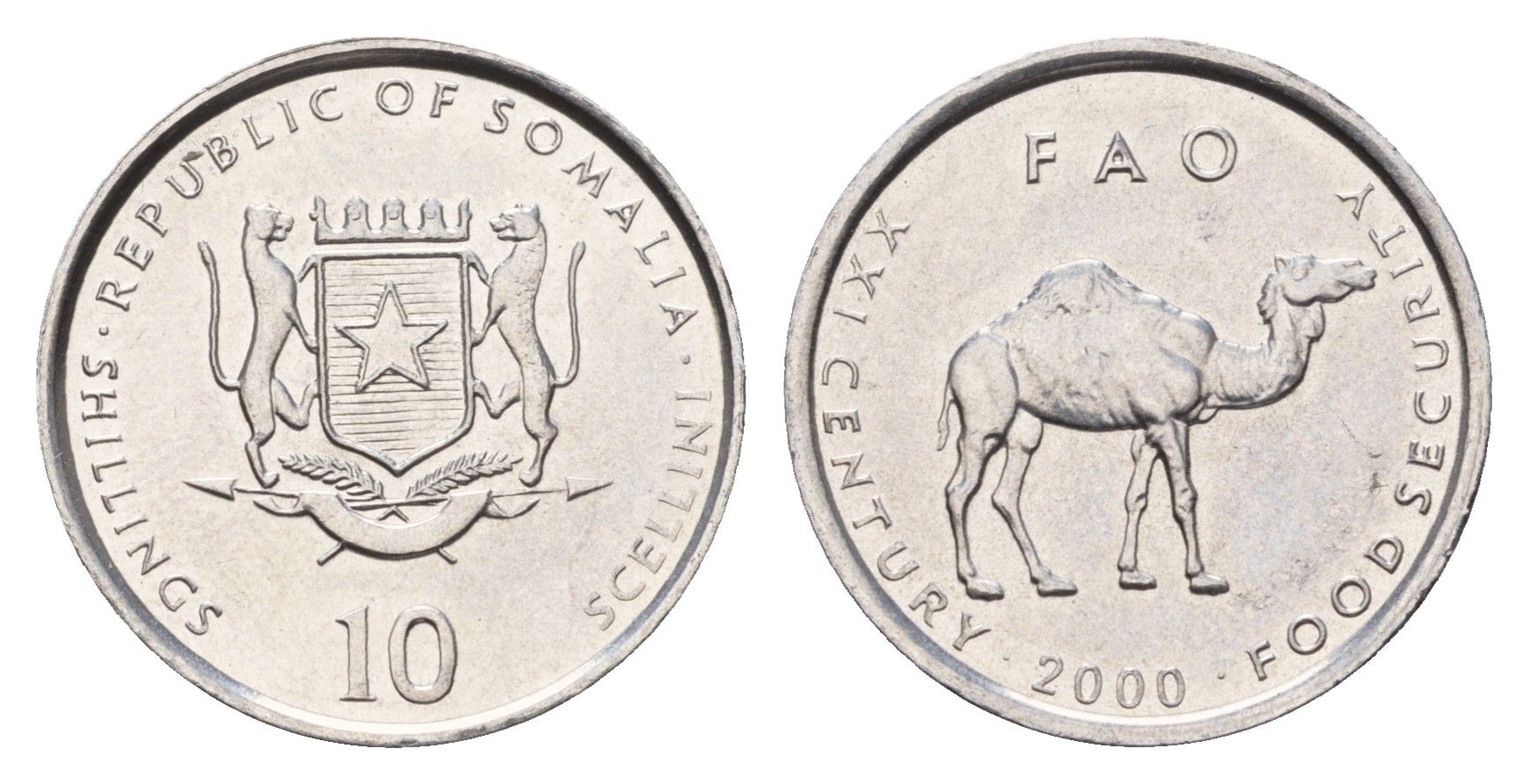 Сомали 10 шиллингов 2000 KM 46 алюминий UNC 4678-217