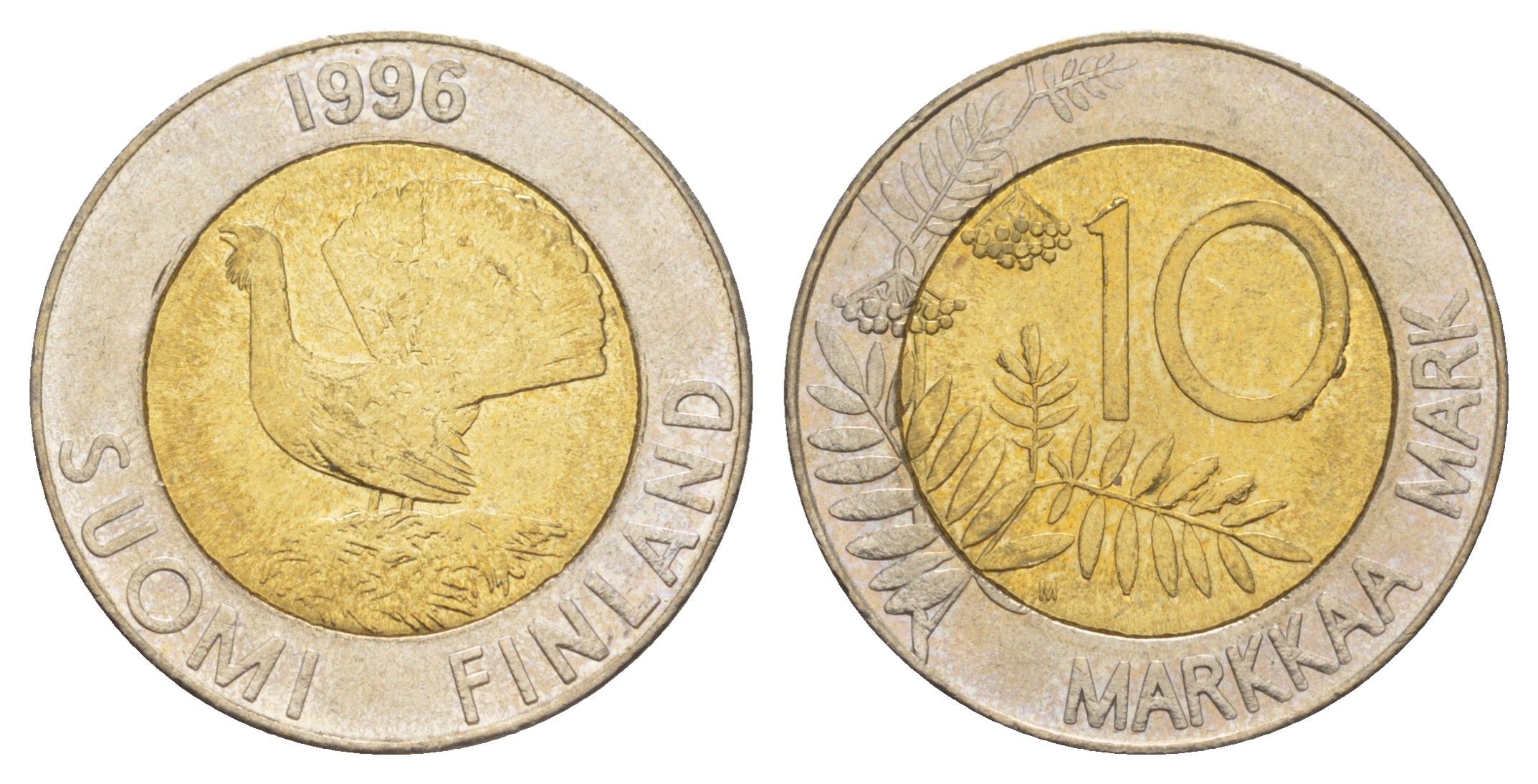 Финляндия 10 марок 1996 KM 77 биметалл aUNC 4648-641