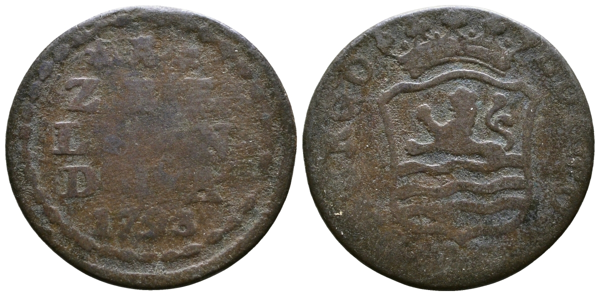 НИДЕРЛАНДЫ ЗЕЛАНДИЯ 1 ДУИТ 1793 KM 105 медь 84-631