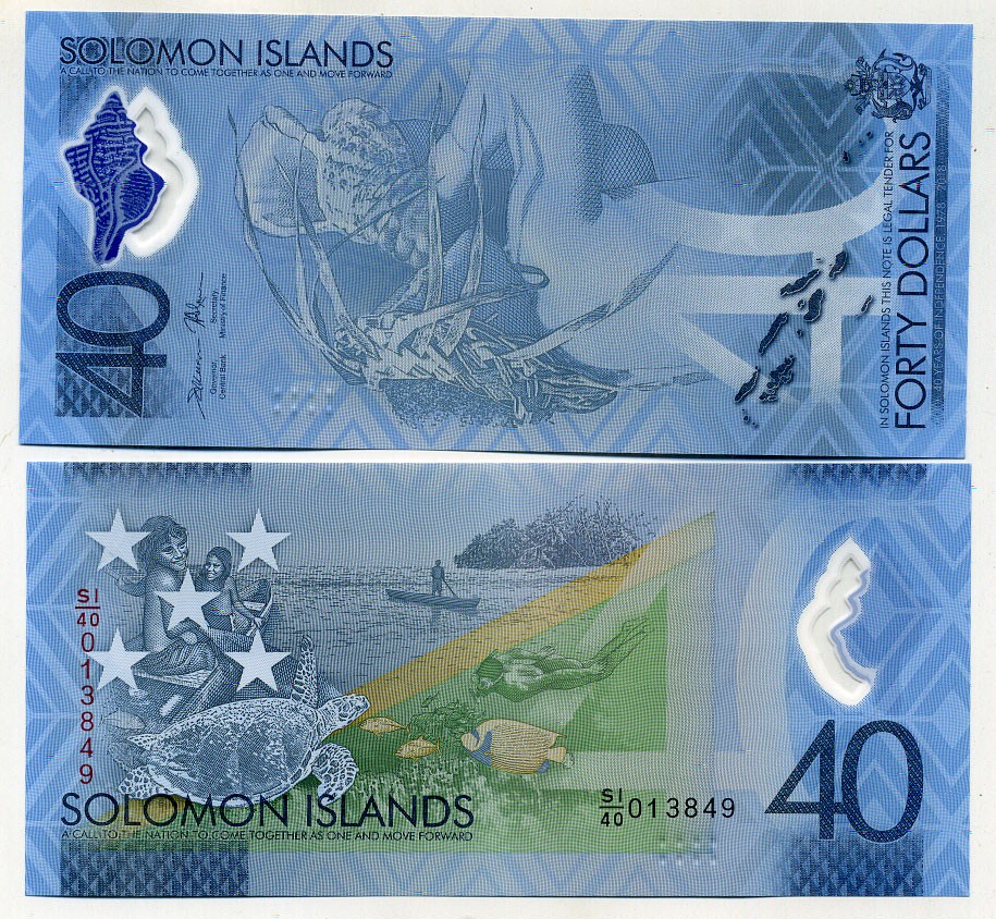 Соломоновы острова 40 долларов 2018 40 лет независимости Pick 37 пластик UNC (пресс) 449-62-1