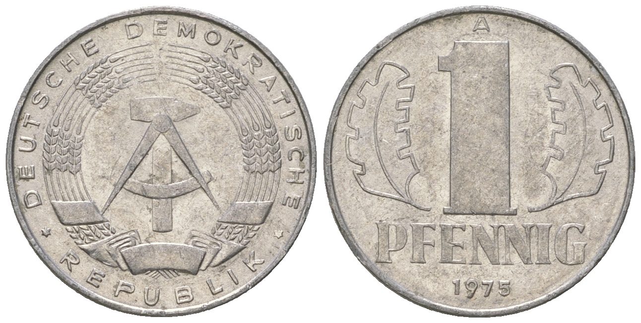 ГДР 1 пфенниг 1975 А KM 8.1 алюминий 4651-1144
