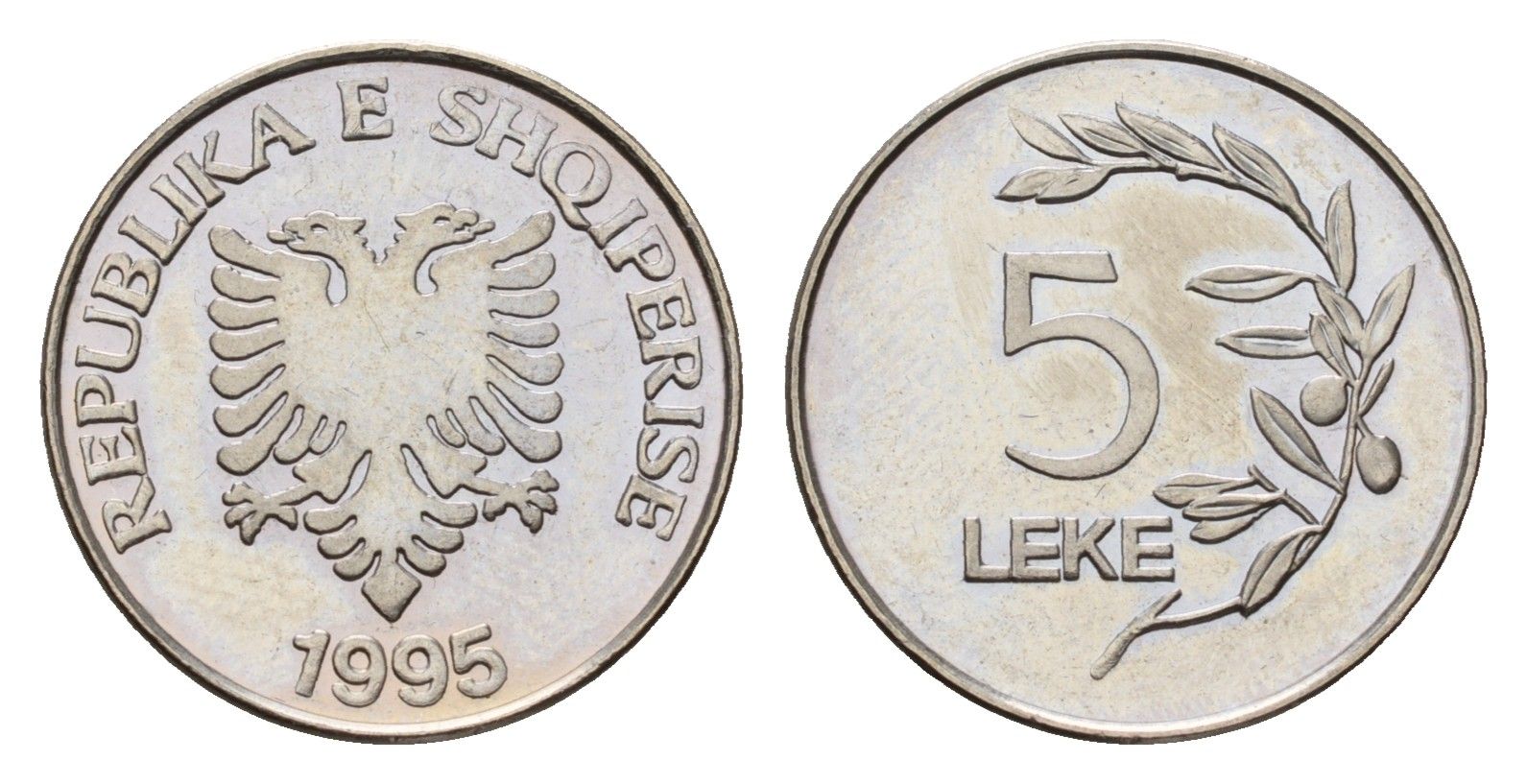 Албания 5 леков 1995 KM 76 сталь плакированное никелем UNC 116-854