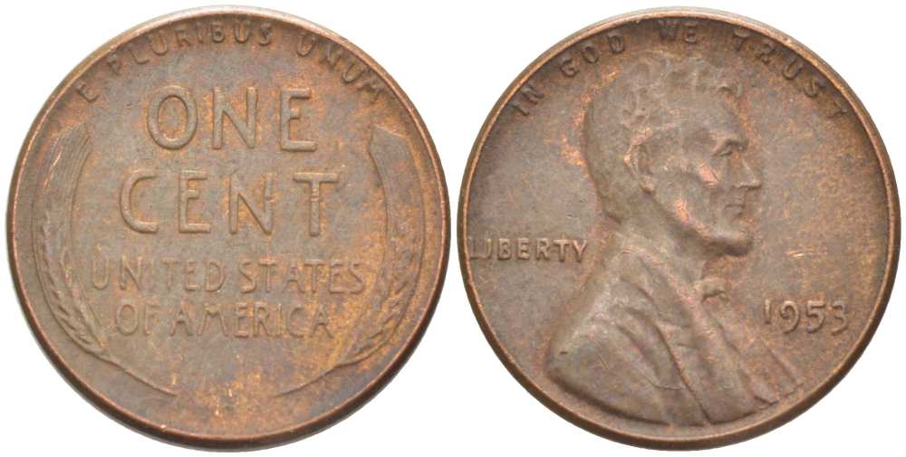 США 1 ЦЕНТ 1953 ЛИНКОЛЬН KM А132 медь цинк 218-1012