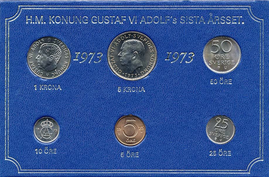 ШВЕЦИЯ НАБОР ИЗ 6 МОНЕТ 1973 04-062-205