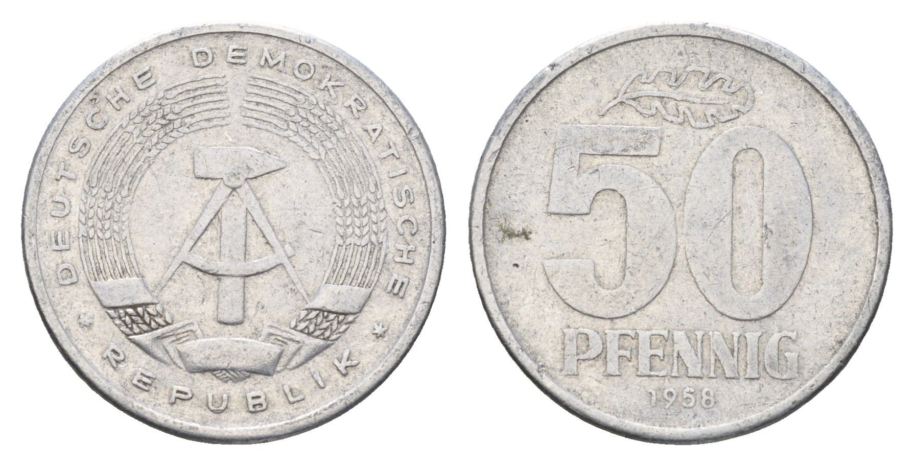 ГДР 50 пфеннигов 1958 KM 12.1 алюминий 4641-1135
